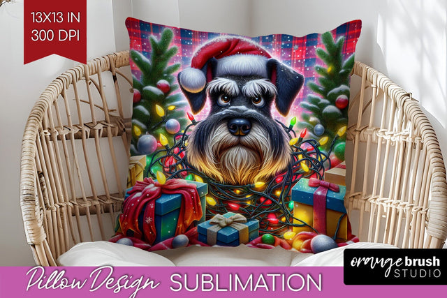 Funny Christmas Dog Pillow Cover Sublimation OrangeBrushStudio 