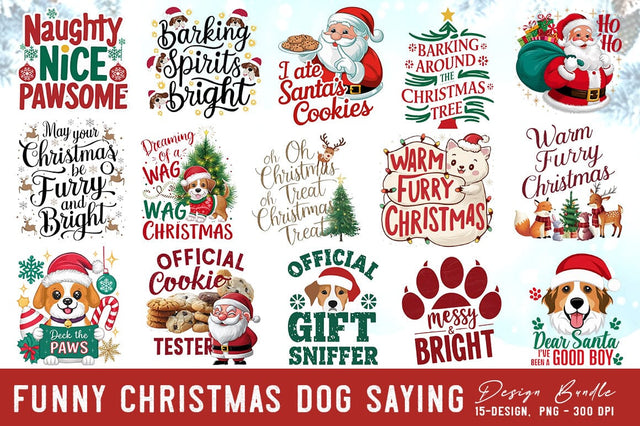 Funny Christmas Dog Saying PNG Bundle SVG FiveStarCrafting 