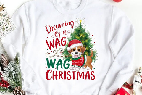 Funny Christmas Dog Saying SVG, Dreaming of a wag Christmas SVG FiveStarCrafting 