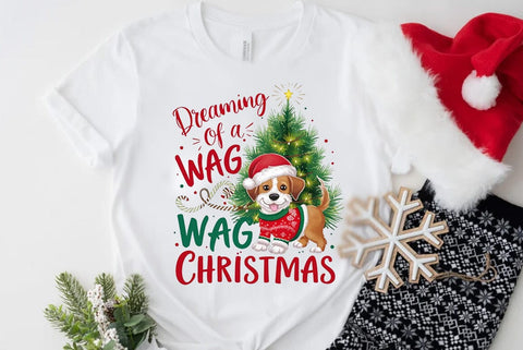 Funny Christmas Dog Saying SVG, Dreaming of a wag Christmas SVG FiveStarCrafting 