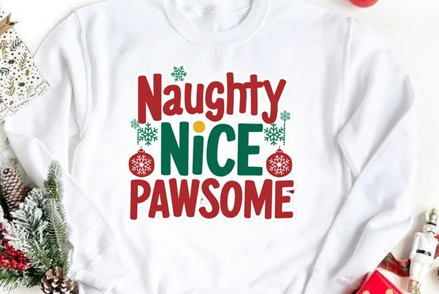 Funny Christmas Dog Saying SVG, Naughty Nice Pawsome SVG FiveStarCrafting 