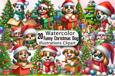 Funny Christmas Dog Sublimation Clipart Bundle Sublimation SVGArt 