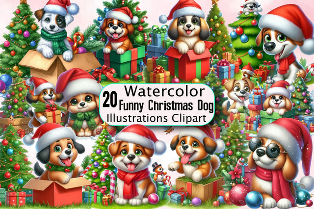 Funny Christmas Dog Sublimation Clipart Bundle Sublimation SVGArt 