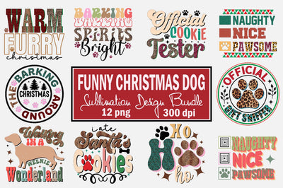 Funny Christmas Dog sublimation Design Bundle Sublimation SVGArt 