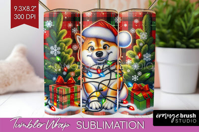 Funny Christmas Dog Tumbler Wrap Sublimation OrangeBrushStudio 