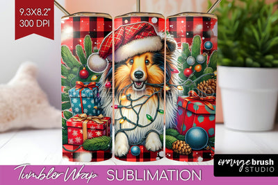 Funny Christmas Dog Tumbler Wrap Sublimation OrangeBrushStudio 