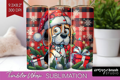 Funny Christmas Dog Tumbler Wrap Sublimation OrangeBrushStudio 