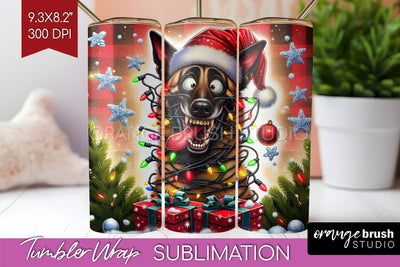Funny Christmas Dog Tumbler Wrap Sublimation OrangeBrushStudio 
