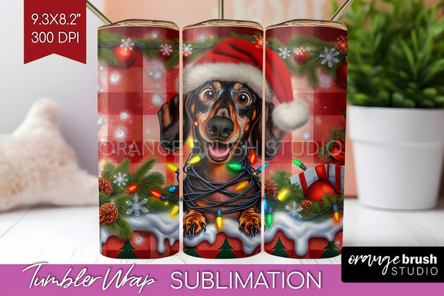 Funny Christmas Dog Tumbler Wrap Sublimation OrangeBrushStudio 