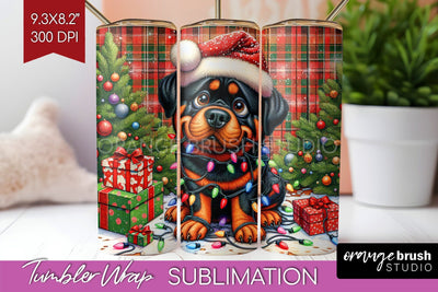 Funny Christmas Dog Tumbler Wrap Sublimation OrangeBrushStudio 
