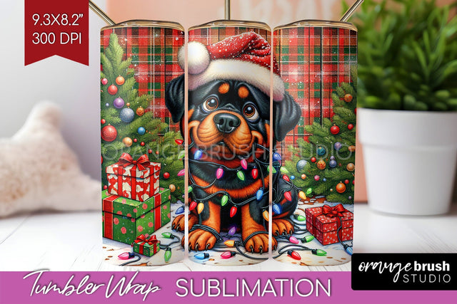 Funny Christmas Dog Tumbler Wrap Sublimation OrangeBrushStudio 
