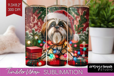Funny Christmas Dog Tumbler Wrap Sublimation OrangeBrushStudio 