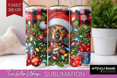 Funny Christmas Dog Tumbler Wrap Sublimation OrangeBrushStudio 