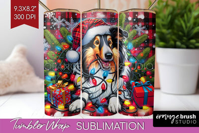 Funny Christmas Dog Tumbler Wrap Sublimation OrangeBrushStudio 