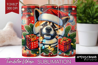 Funny Christmas Dog Tumbler Wrap Sublimation OrangeBrushStudio 