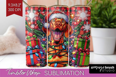 Funny Christmas Dog Tumbler Wrap Sublimation OrangeBrushStudio 