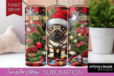 Funny Christmas Dog Tumbler Wrap Sublimation OrangeBrushStudio 