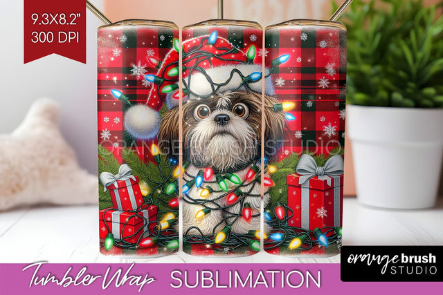Funny Christmas Dog Tumbler Wrap Sublimation OrangeBrushStudio 