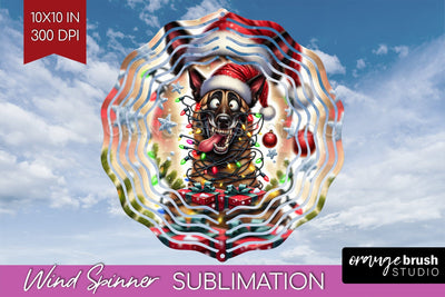 Funny Christmas Dog Wind Spinner Sublimation OrangeBrushStudio 
