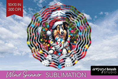 Funny Christmas Dog Wind Spinner Sublimation OrangeBrushStudio 