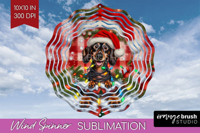 Funny Christmas Dog Wind Spinner Sublimation OrangeBrushStudio 