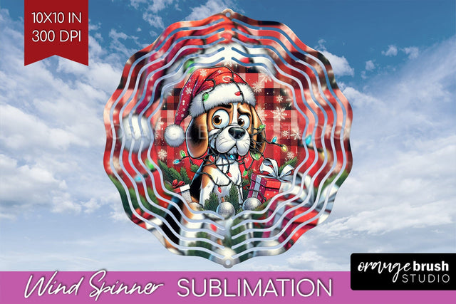 Funny Christmas Dog Wind Spinner Sublimation OrangeBrushStudio 