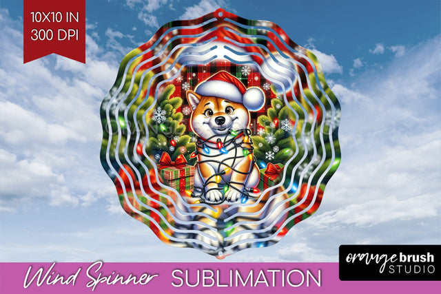 Funny Christmas Dog Wind Spinner Sublimation OrangeBrushStudio 