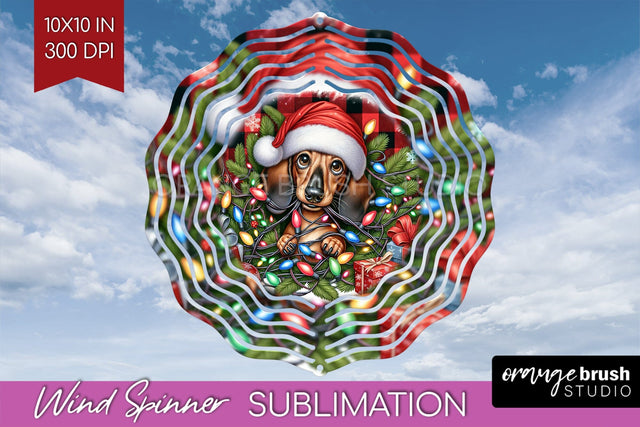 Funny Christmas Dog Wind Spinner Sublimation OrangeBrushStudio 