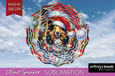 Funny Christmas Dog Wind Spinner Sublimation OrangeBrushStudio 