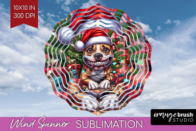 Funny Christmas Dog Wind Spinner Sublimation OrangeBrushStudio 
