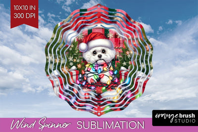 Funny Christmas Dog Wind Spinner Sublimation OrangeBrushStudio 