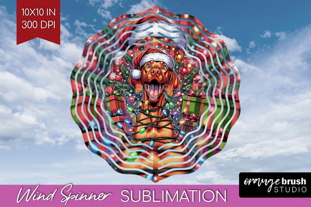 Funny Christmas Dog Wind Spinner Sublimation OrangeBrushStudio 