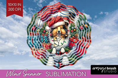 Funny Christmas Dog Wind Spinner Sublimation OrangeBrushStudio 