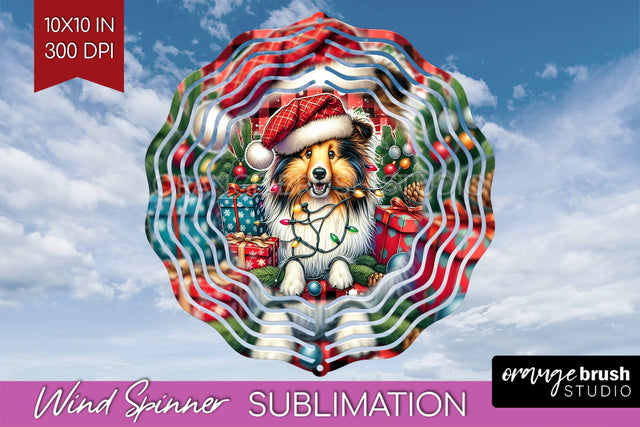 Funny Christmas Dog Wind Spinner Sublimation OrangeBrushStudio 
