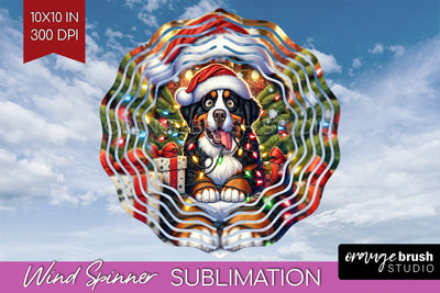 Funny Christmas Dog Wind Spinner Sublimation OrangeBrushStudio 