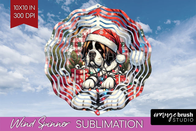 Funny Christmas Dog Wind Spinner Sublimation OrangeBrushStudio 