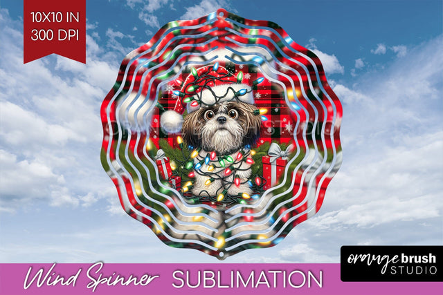 Funny Christmas Dog Wind Spinner Sublimation OrangeBrushStudio 