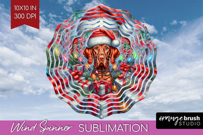 Funny Christmas Dog Wind Spinner Sublimation OrangeBrushStudio 