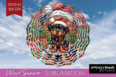 Funny Christmas Dog Wind Spinner Sublimation OrangeBrushStudio 