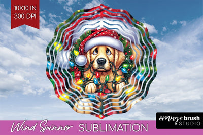 Funny Christmas Dog Wind Spinner Sublimation OrangeBrushStudio 