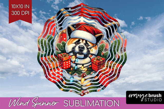 Funny Christmas Dog Wind Spinner Sublimation OrangeBrushStudio 