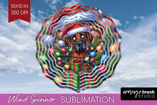 Funny Christmas Dog Wind Spinner Sublimation OrangeBrushStudio 