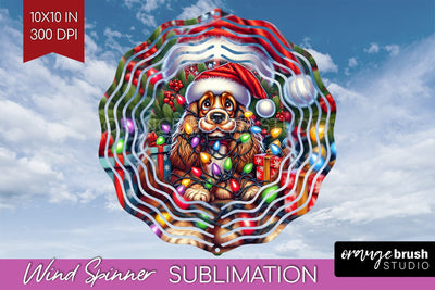 Funny Christmas Dog Wind Spinner Sublimation OrangeBrushStudio 