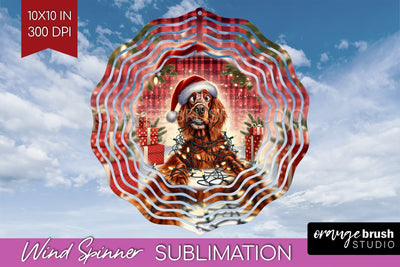 Funny Christmas Dog Wind Spinner Sublimation OrangeBrushStudio 