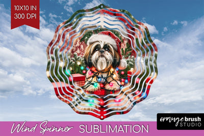 Funny Christmas Dog Wind Spinner Sublimation OrangeBrushStudio 