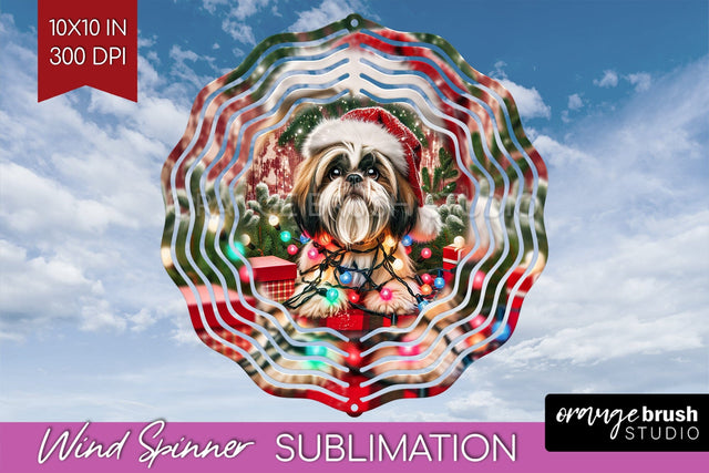 Funny Christmas Dog Wind Spinner Sublimation OrangeBrushStudio 
