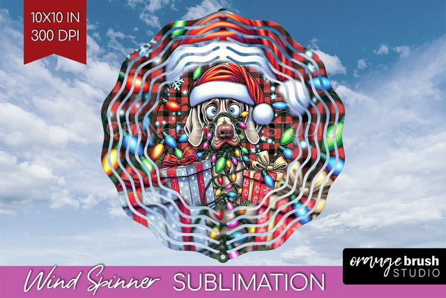 Funny Christmas Dog Wind Spinner Sublimation OrangeBrushStudio 