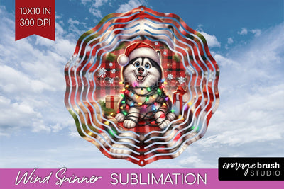 Funny Christmas Dog Wind Spinner Sublimation OrangeBrushStudio 