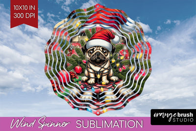 Funny Christmas Dog Wind Spinner Sublimation OrangeBrushStudio 