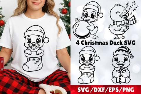 Funny Christmas Duck| Holiday Cute Festive Duck SVG Cutting Files. SVG CosmosFineArt 